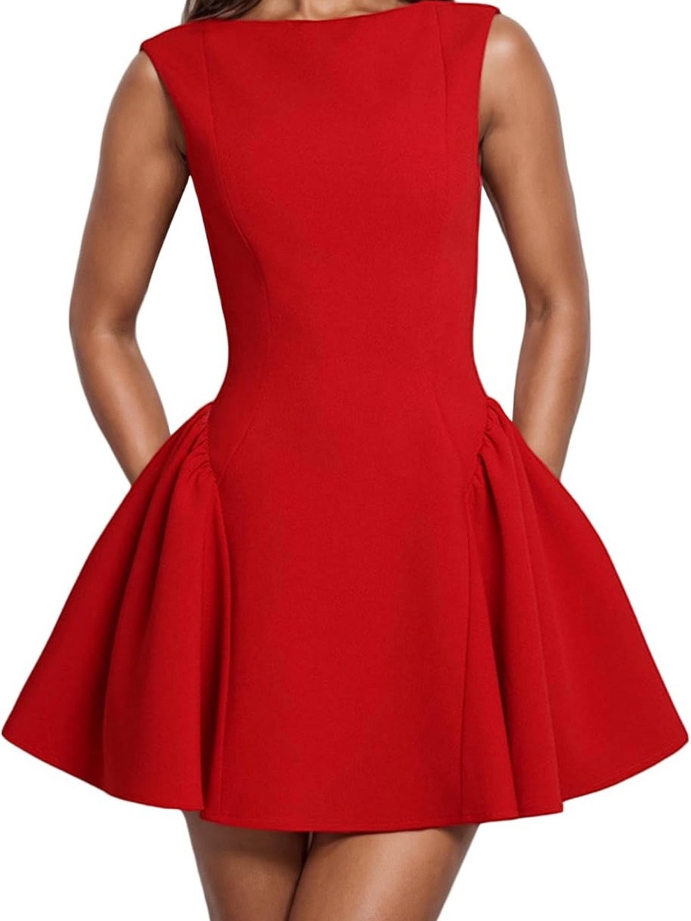 Red Sleeveless Fit-and-Flare Dress